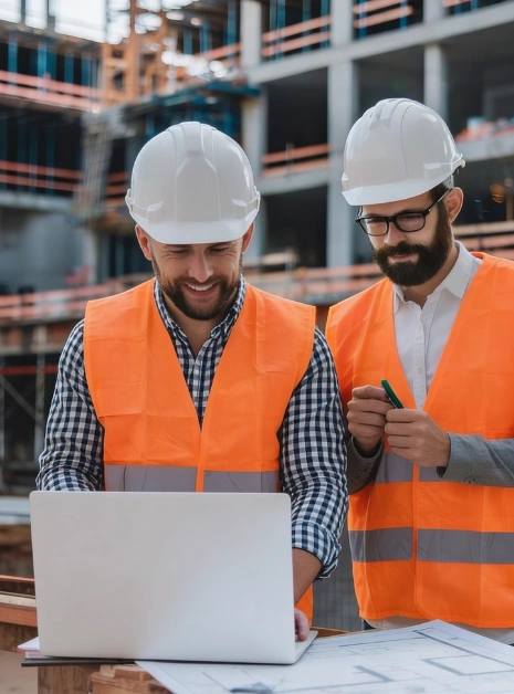 Los Angeles construction management team reviewing residential project plans