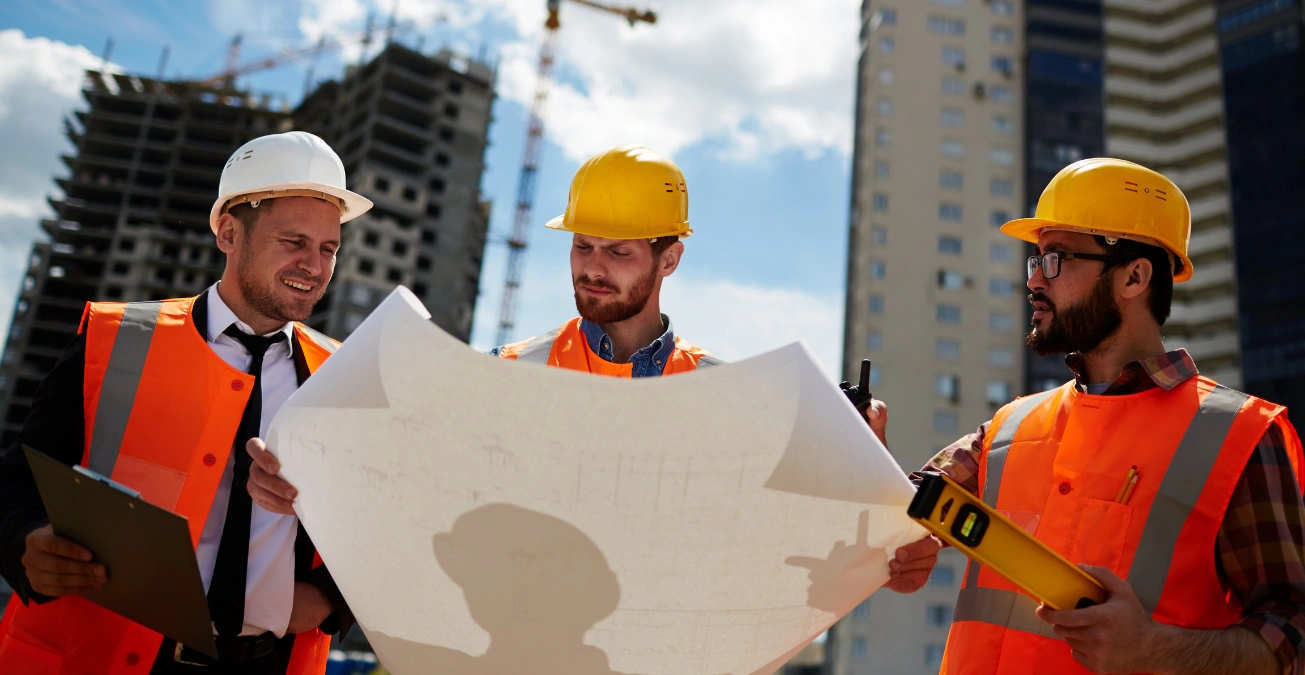 Los Angeles commercial and residential general contractor reviewing construction plans